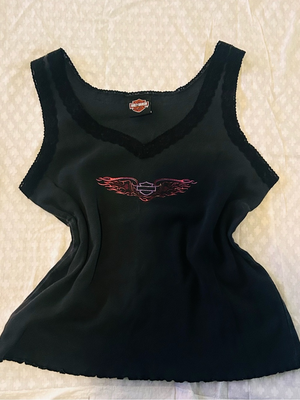 Harley Davidson Lace Trim Tank Vintage